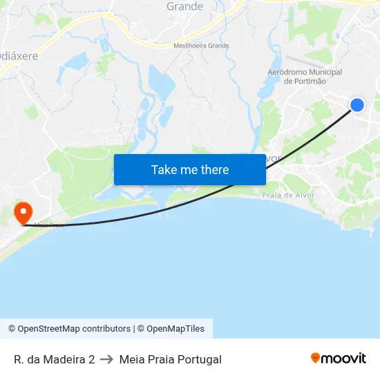 R. da Madeira 2 to Meia Praia Portugal map