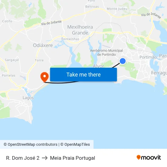 R. Dom José 2 to Meia Praia Portugal map