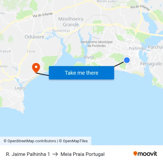 R. Jaime Palhinha 1 to Meia Praia Portugal map