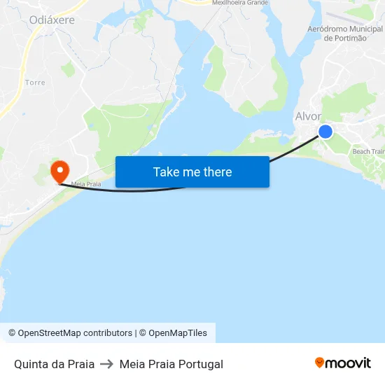 Quinta da Praia to Meia Praia Portugal map
