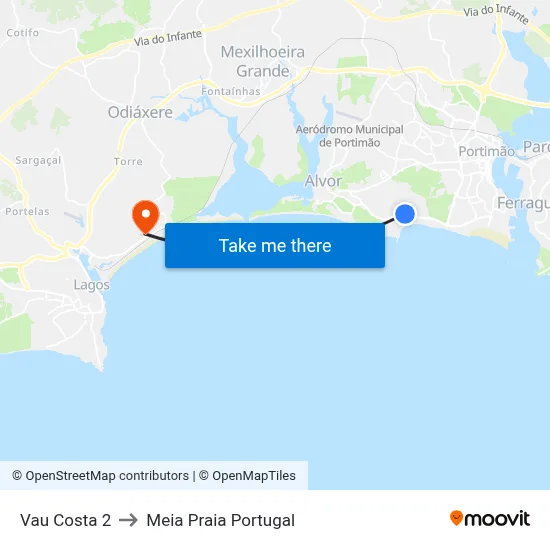 Vau Costa 2 to Meia Praia Portugal map