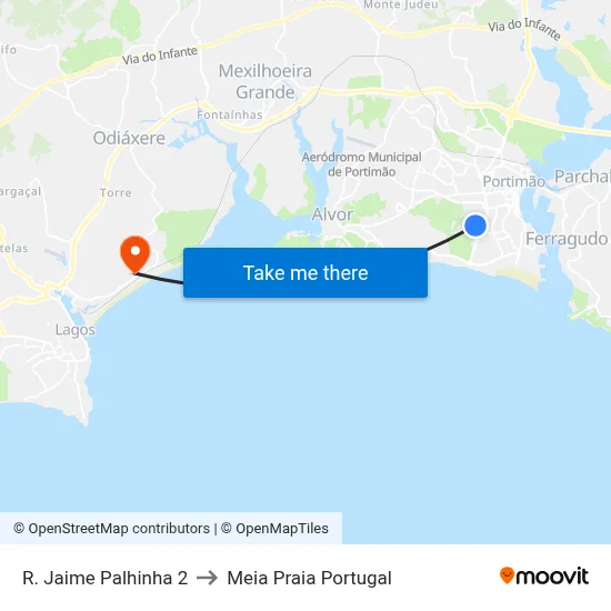 R. Jaime Palhinha 2 to Meia Praia Portugal map