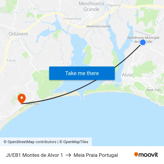 JI/EB1 Montes de Alvor 1 to Meia Praia Portugal map