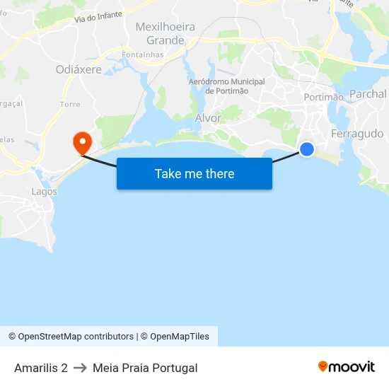 Amarilis 2 to Meia Praia Portugal map