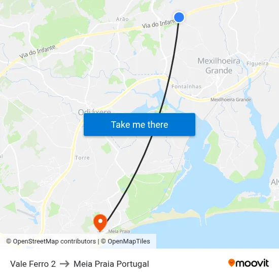 Vale Ferro 2 to Meia Praia Portugal map