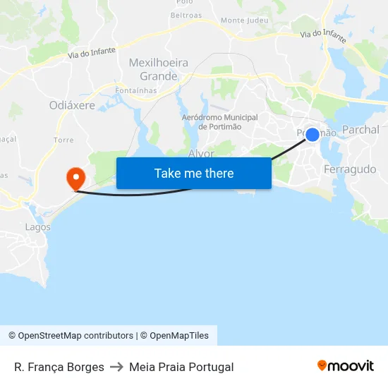 R. França Borges to Meia Praia Portugal map