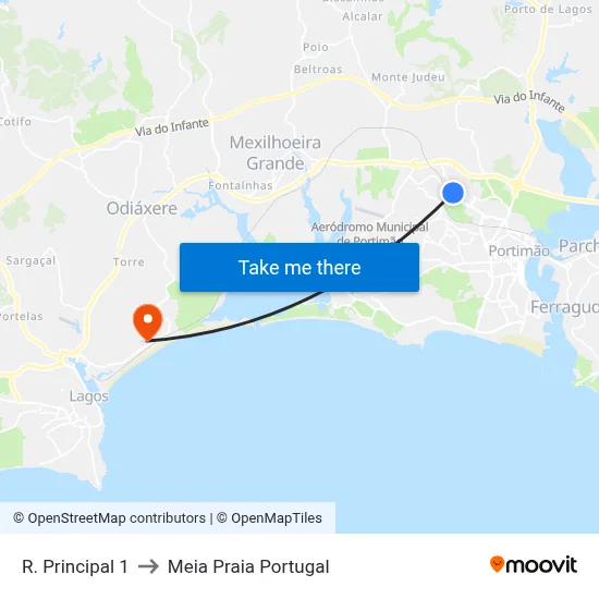 R. Principal 1 to Meia Praia Portugal map