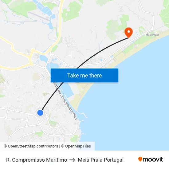 R. Compromisso Marítimo to Meia Praia Portugal map