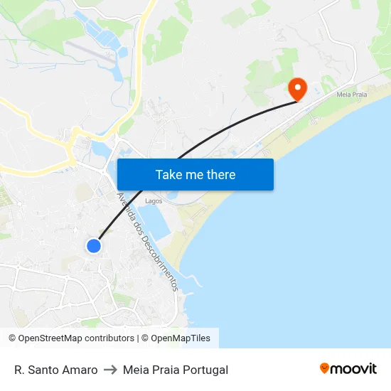R. Santo Amaro to Meia Praia Portugal map