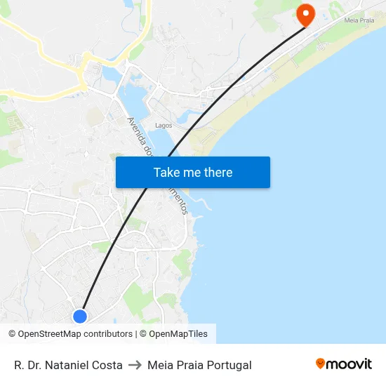 R. Dr. Nataniel Costa to Meia Praia Portugal map