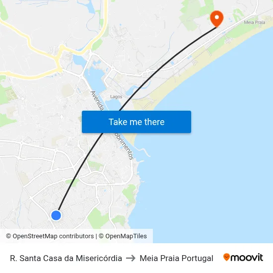 R. Santa Casa da Misericórdia to Meia Praia Portugal map