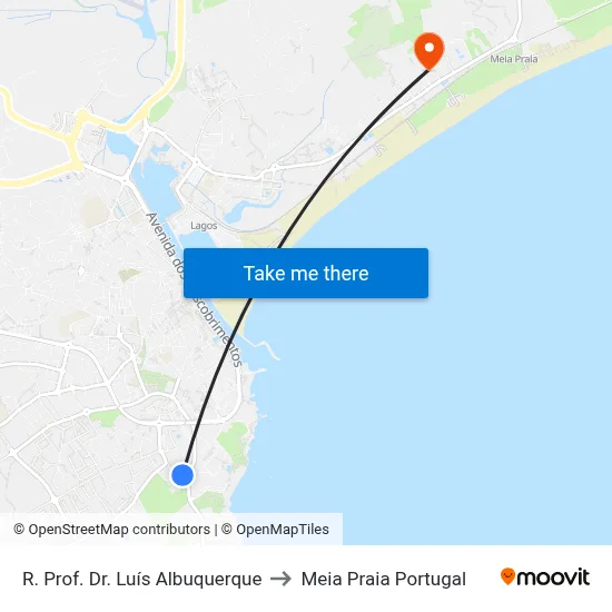 R. Prof. Dr. Luís Albuquerque to Meia Praia Portugal map