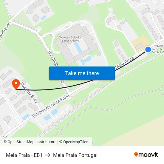 Meia Praia - EB1 to Meia Praia Portugal map