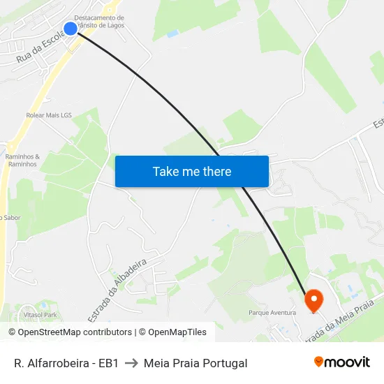 R. Alfarrobeira - EB1 to Meia Praia Portugal map