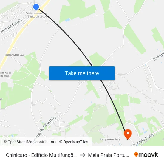 Chinicato - Edifício Multifunções to Meia Praia Portugal map