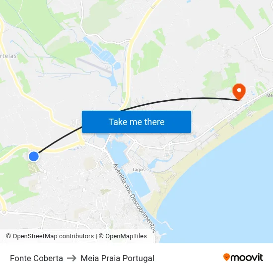 Fonte Coberta to Meia Praia Portugal map