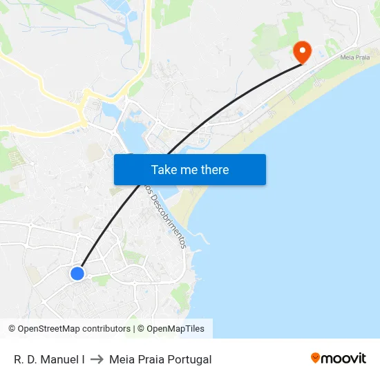R. D. Manuel I to Meia Praia Portugal map