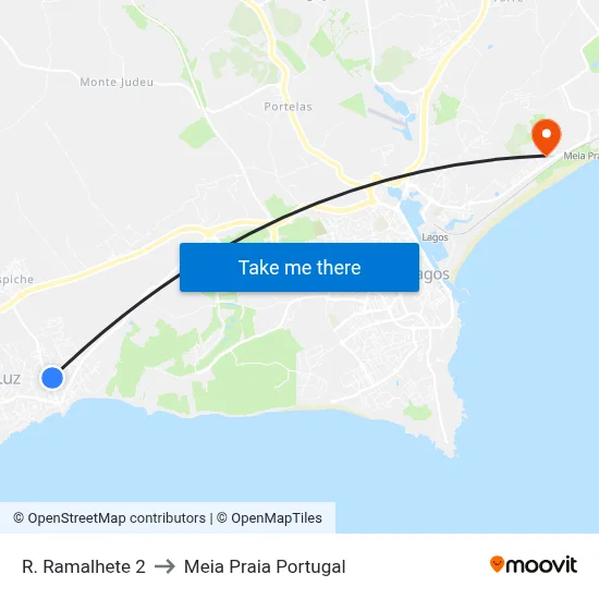 R. Ramalhete 2 to Meia Praia Portugal map