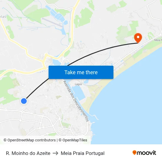 R. Moinho do Azeite to Meia Praia Portugal map