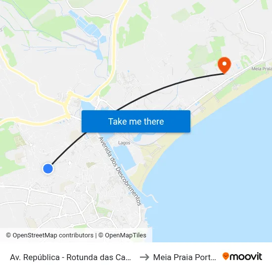 Av. República - Rotunda das Cadeiras) to Meia Praia Portugal map