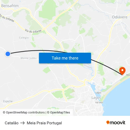 Catalão to Meia Praia Portugal map