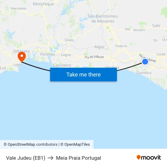 Vale Judeu (EB1) to Meia Praia Portugal map
