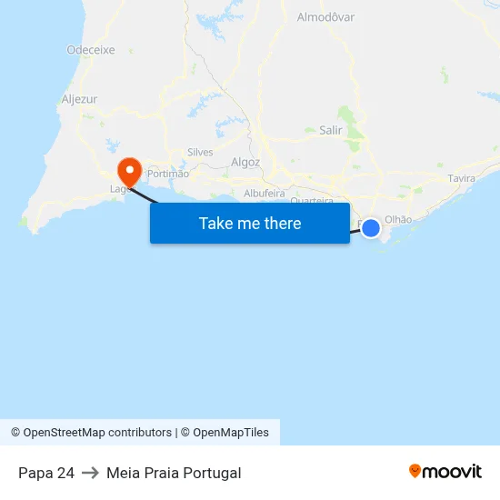 Papa 24 to Meia Praia Portugal map