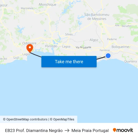EB23 Prof. Diamantina Negrão to Meia Praia Portugal map