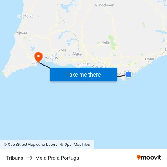 Tribunal to Meia Praia Portugal map