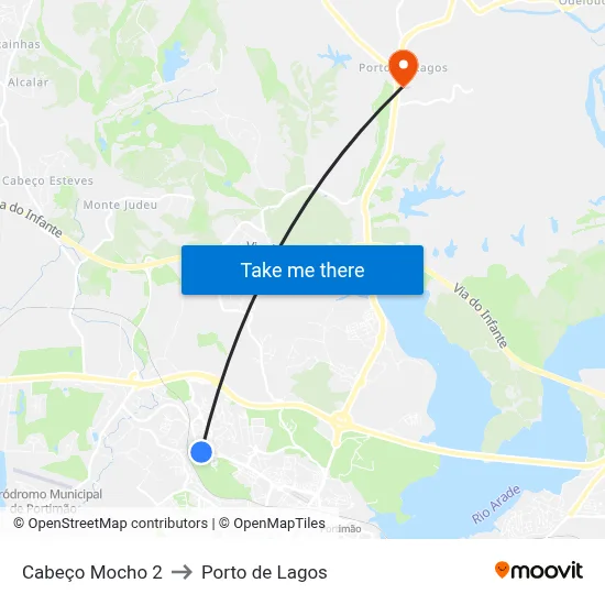 Cabeço Mocho 2 to Porto de Lagos map