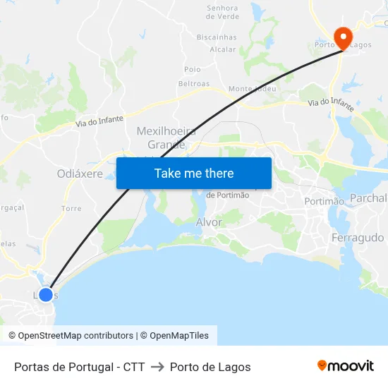 Portas de Portugal - CTT to Porto de Lagos map