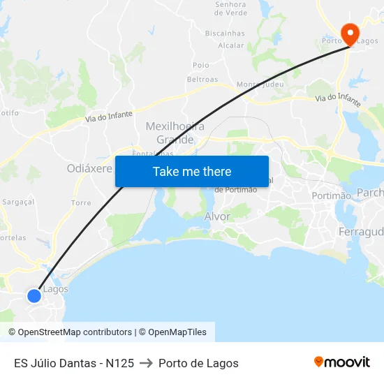ES Júlio Dantas - N125 to Porto de Lagos map
