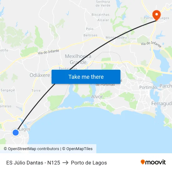 ES Júlio Dantas - N125 to Porto de Lagos map