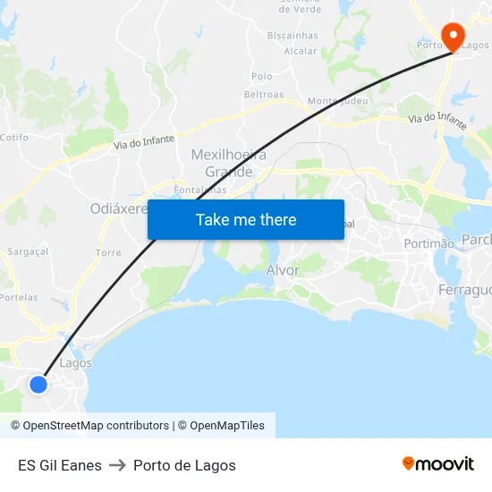 ES Gil Eanes to Porto de Lagos map