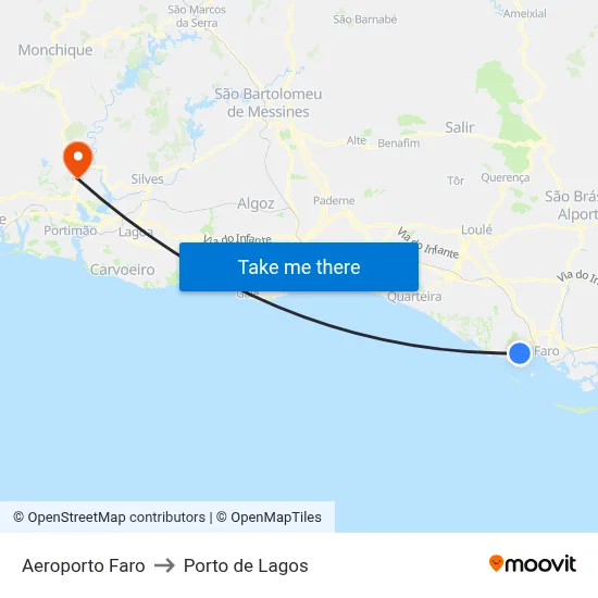 Aeroporto Faro to Porto de Lagos map