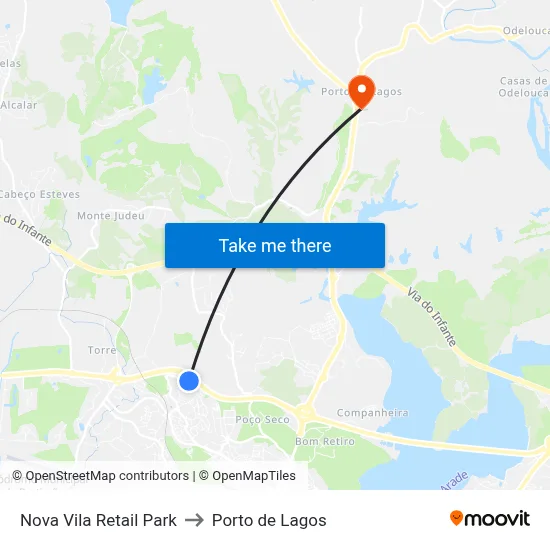 Nova Vila Retail Park to Porto de Lagos map
