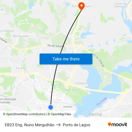 EB23 Eng. Nuno Mergulhão to Porto de Lagos map