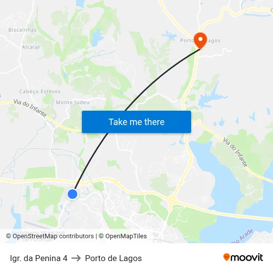 Igr. da Penina 4 to Porto de Lagos map