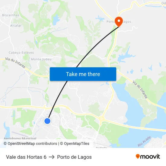 Vale das Hortas 6 to Porto de Lagos map