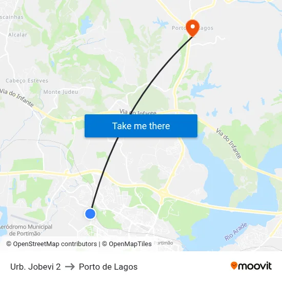 Urb. Jobevi 2 to Porto de Lagos map