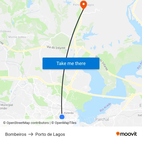 Bombeiros to Porto de Lagos map