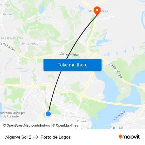 Algarve Sol 2 to Porto de Lagos map