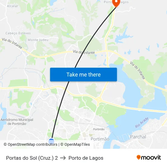 Portas do Sol (Cruz.) 2 to Porto de Lagos map