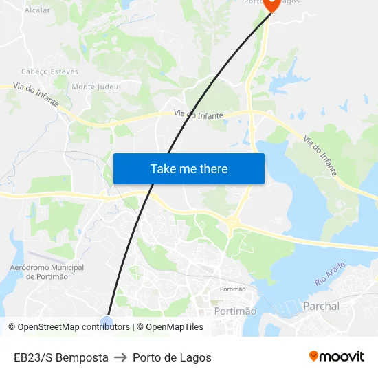 EB23/S Bemposta to Porto de Lagos map