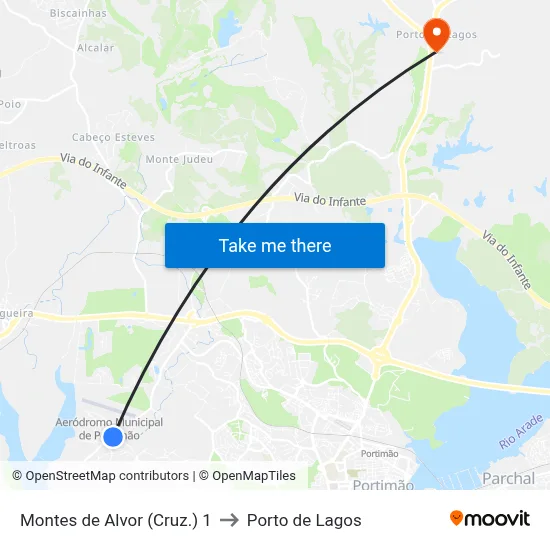 Montes de Alvor (Cruz.) 1 to Porto de Lagos map