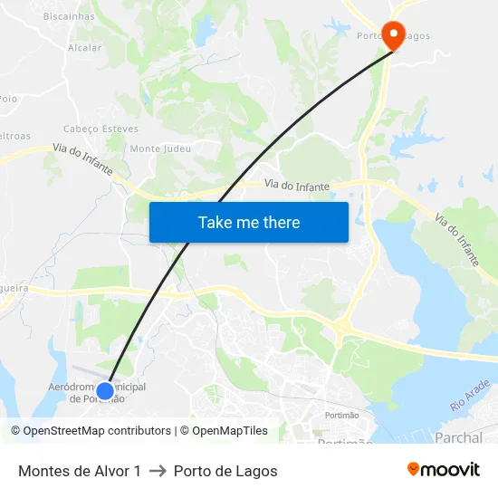 Montes de Alvor 1 to Porto de Lagos map