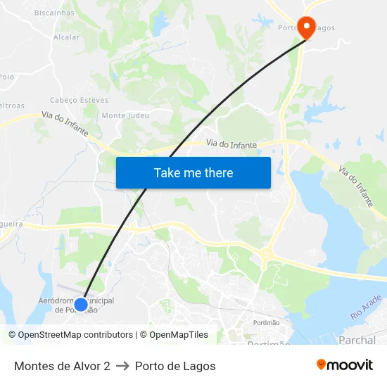 Montes de Alvor 2 to Porto de Lagos map