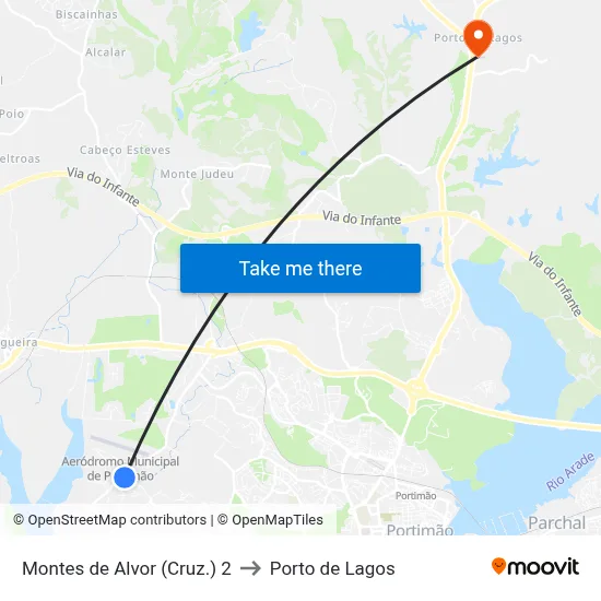 Montes de Alvor (Cruz.) 2 to Porto de Lagos map