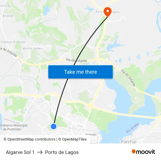 Algarve Sol 1 to Porto de Lagos map