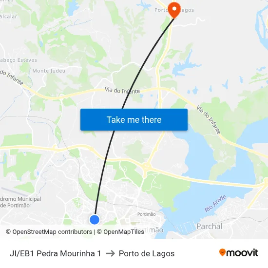JI/EB1 Pedra Mourinha 1 to Porto de Lagos map